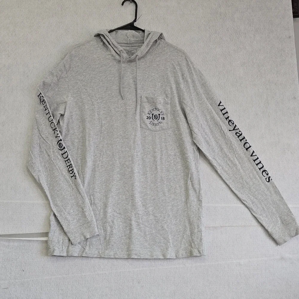 Vineyard Vines Kentucky Derby 144th 2018 Hoodie Shirt Gray Mens Medium B448